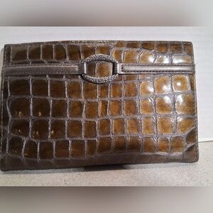 Brighton Faux Aligator Dark Green Wallet